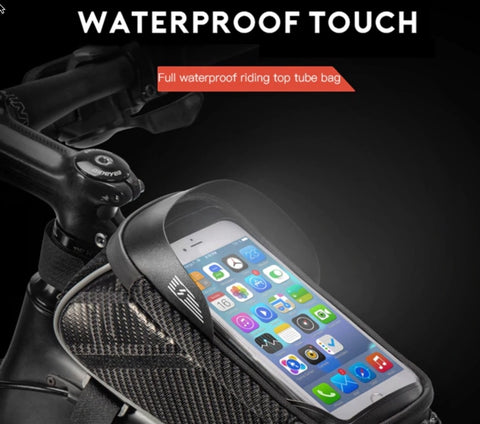 Image of Top Tube Rainproof Bicycle Bag Frame with 6" Cell Phone Case Waterproof Touchscreen Bicycle Bag MTB Cycling Accessories