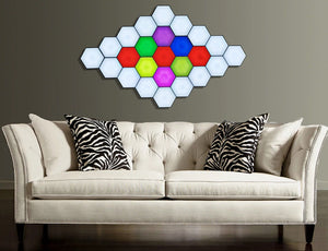 Honeycomb Modular Assembly RGB Wall Lamp w/Touch Sensitive Remote Control Quantum DIY LED Night Light