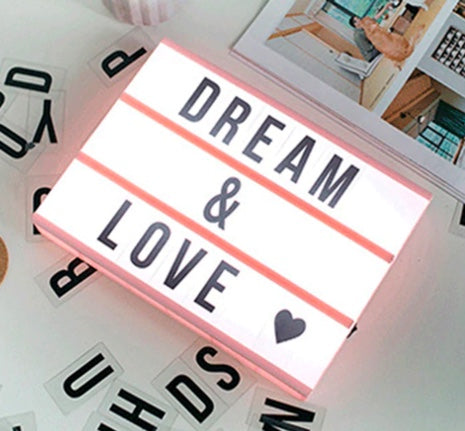 Image of LED Cinema Lightbox w Letters Cards Combination Night in Light Two Sizes (A4/A5) Battery Powered in Three Colors