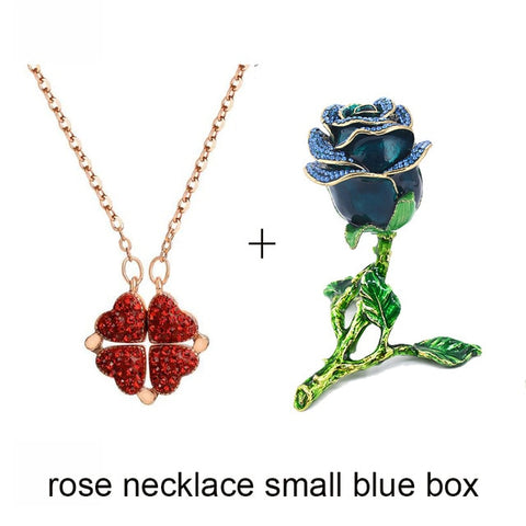 Image of New Valentines & Mother's Day Enamel Rose Fashion Necklace in Gift Box