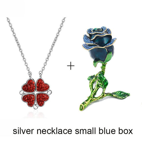 Image of New Valentines & Mother's Day Enamel Rose Fashion Necklace in Gift Box