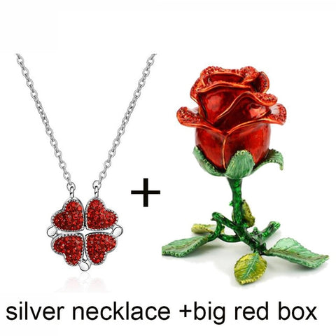 Image of New Valentines & Mother's Day Enamel Rose Fashion Necklace in Gift Box