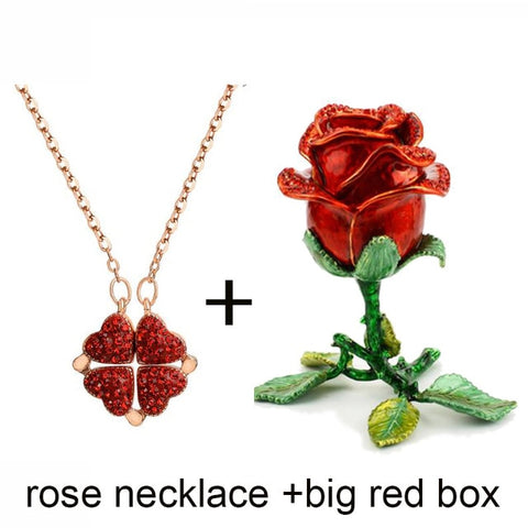 Image of New Valentines & Mother's Day Enamel Rose Fashion Necklace in Gift Box