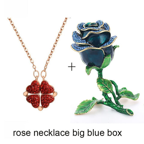 Image of New Valentines & Mother's Day Enamel Rose Fashion Necklace in Gift Box