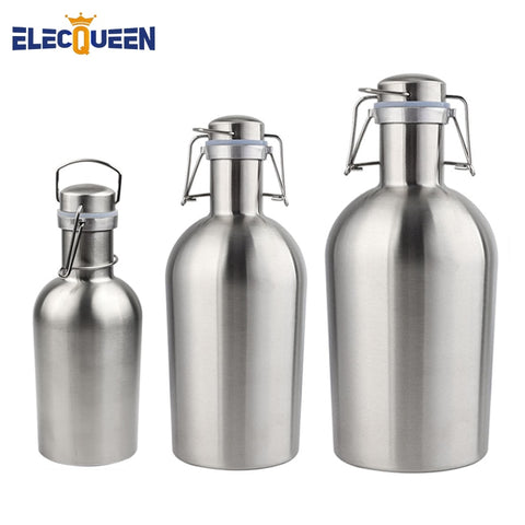 Image of 32OZ or 64OZ Stainless Steel Beer Growler Portable Beer Barrel with Secure Swing Top Lid Craft Beer & Home Brew Bottle Airtight Seal