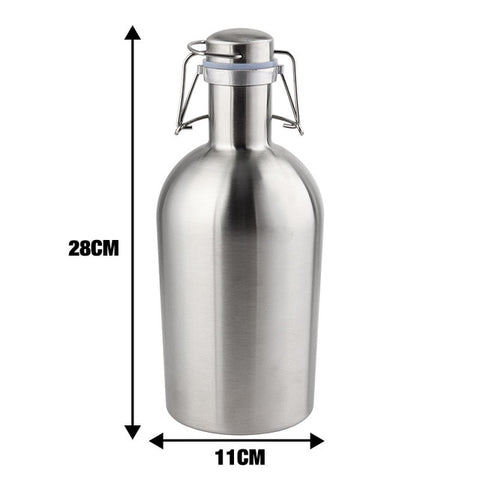 Image of 32OZ or 64OZ Stainless Steel Beer Growler Portable Beer Barrel with Secure Swing Top Lid Craft Beer & Home Brew Bottle Airtight Seal