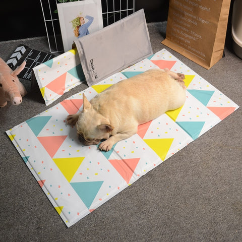 Image of Gel Ice Summer Cooling Pad for Dogs Cage Cooling Pad Ice Silk Cold Feeling Mat Non-Slip Base Summer Cooling Mat