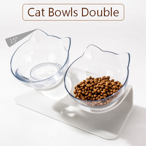 Image of Raised Double Pet Food Bowls With Stand for Pet Food and Water Bowls For Cats Dogs Feeders Pet Products