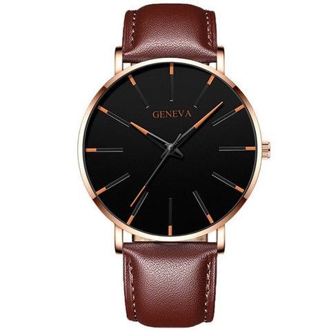 Image of Minimalist Men's Fashion Ultra Thin Watches Simple Men Business Stainless Steel Mesh Belt Quartz Watch Relogio Masculino