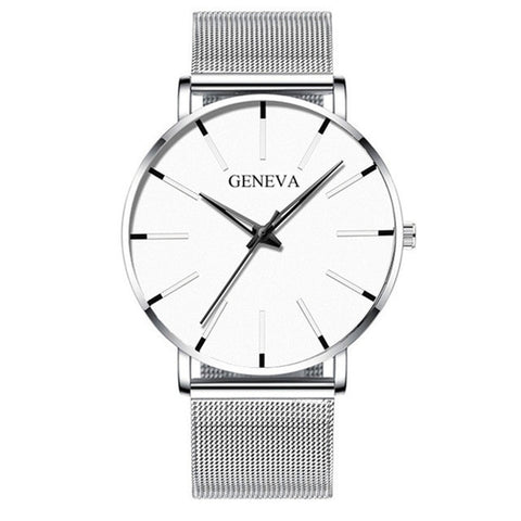 Image of Minimalist Men's Fashion Ultra Thin Watches Simple Men Business Stainless Steel Mesh Belt Quartz Watch Relogio Masculino