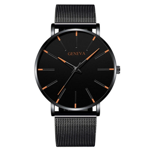 Image of Minimalist Men's Fashion Ultra Thin Watches Simple Men Business Stainless Steel Mesh Belt Quartz Watch Relogio Masculino