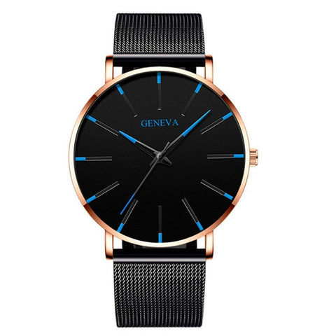 Image of Minimalist Men's Fashion Ultra Thin Watches Simple Men Business Stainless Steel Mesh Belt Quartz Watch Relogio Masculino