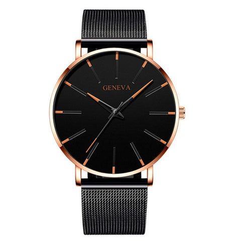 Image of Minimalist Men's Fashion Ultra Thin Watches Simple Men Business Stainless Steel Mesh Belt Quartz Watch Relogio Masculino