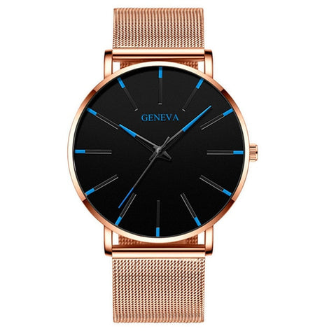 Image of Minimalist Men's Fashion Ultra Thin Watches Simple Men Business Stainless Steel Mesh Belt Quartz Watch Relogio Masculino