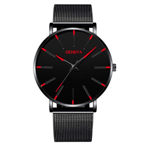 Image of Minimalist Men's Fashion Ultra Thin Watches Simple Men Business Stainless Steel Mesh Belt Quartz Watch Relogio Masculino