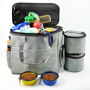 Pet Travel Bag Airline Approved Travel Organizer Set For Cats Dogs Stores Food Treats Water and Toys