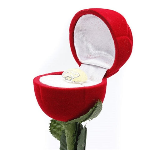 Image of Rose Love Heart Romantic Wedding Ring Box Cases Earring Pendant Necklace Jewelry Display Gift Box Case