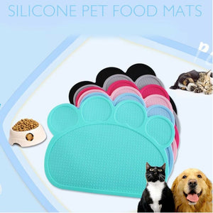 Pet Paw Shaped Silicone Feeding Mat Dog Cat Bowl Waterproof Placemat