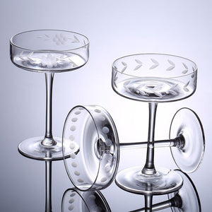 Classic Wine & Cocktail Crystal Glasses Lead-Free Crosscut Martini Margarita Goblet Wine Cup
