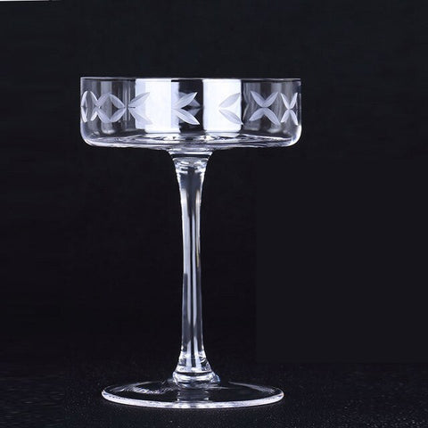 Image of Classic Wine & Cocktail Crystal Glasses Lead-Free Crosscut Martini Margarita Goblet Wine Cup