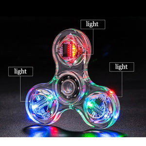 Fidget Spinner Glow in the Dark Adult Toy Anti Stress Led Tri-Spinner Autism Luminous Spinners Kinetic Gyroscope for Children & Adults