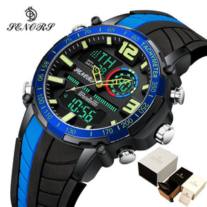Men’s Digital Sports Watch with Dual Display Fashion Waterproof LED Digital Watch Man Military Clock