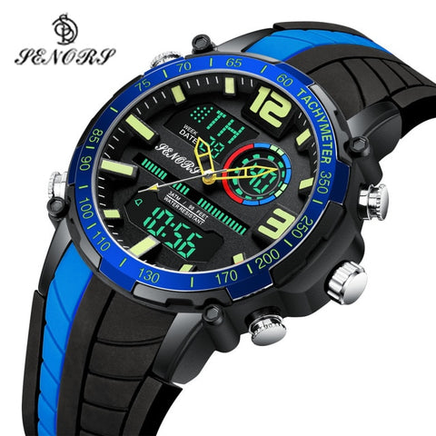 Image of Men’s Digital Sports Watch with Dual Display Fashion Waterproof LED Digital Watch Man Military Clock