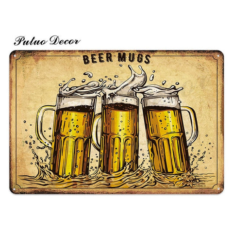 Image of Funny Metal Beer Signs Plaque Vintage Tin Plated Wall Decor for Bar Pub Club Man Cave