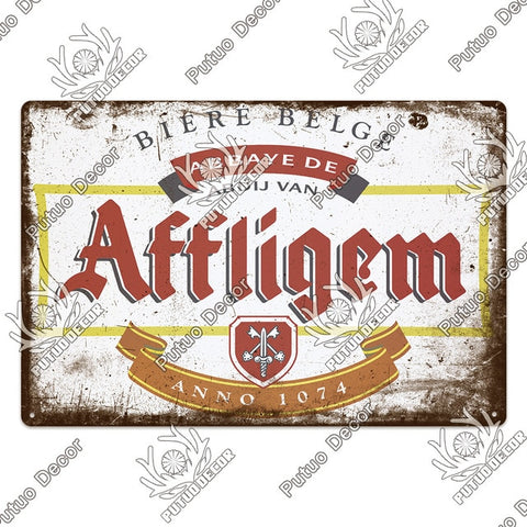 Image of Vintage Belgium Beer Signs Tin Decorative Plaque Wall Decor Pub Bar Man Cave Club Apartment Decoration