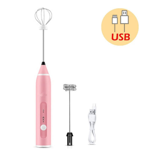 Image of Whisk Mixer & Egg Beater Coffee Milk Drink Frother Stirrer with 3 Speeds USB Rechargeable Handheld Food Blender