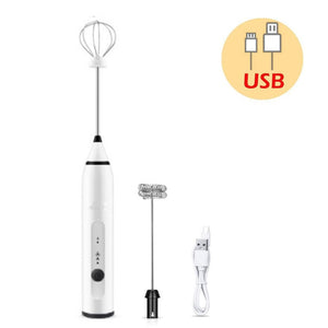 Whisk Mixer & Egg Beater Coffee Milk Drink Frother Stirrer with 3 Speeds USB Rechargeable Handheld Food Blender