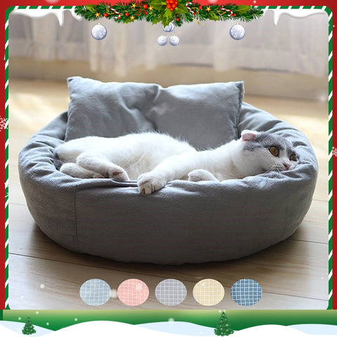 Image of Cat & Dog Lounger Bed Oval Basket Shaped Cotton Plush Sofa Mattress Pet Supplies