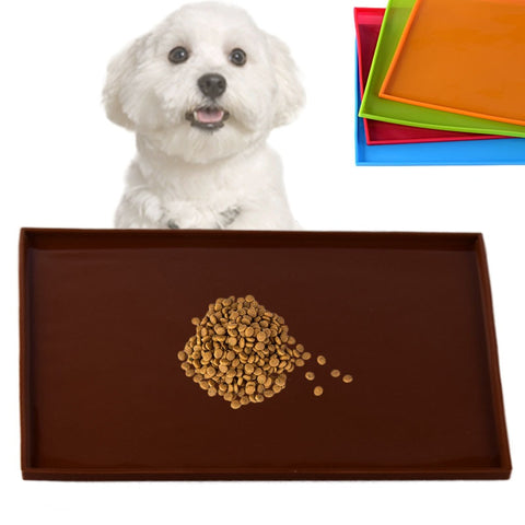 Image of Waterproof Pet Feeding Mat for Pets Dog Puppy Cat Kitten Non-Slip Silicone Surface for Food & Water Bowl Tray Placement