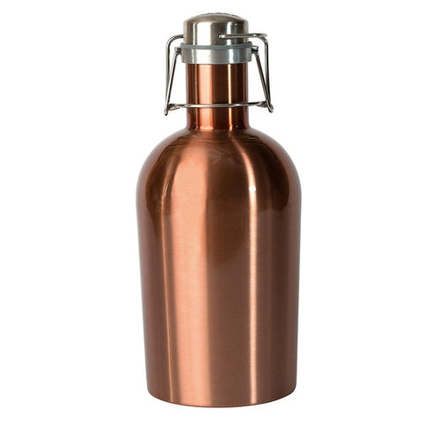 Image of Real and Colorful 64OZ Single Wall Insulated Stainless Steel Home Brew Beer Growler 1.9L Secure Swing Top Lid Craft Beer Bottle Saver Flip Cap BPA Free