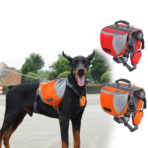 Image of Dog Outdoor Backpack with Reflective Adjustable Saddle Bag Harness Carrier For Traveling Hiking Camping Safety Pet Supplies