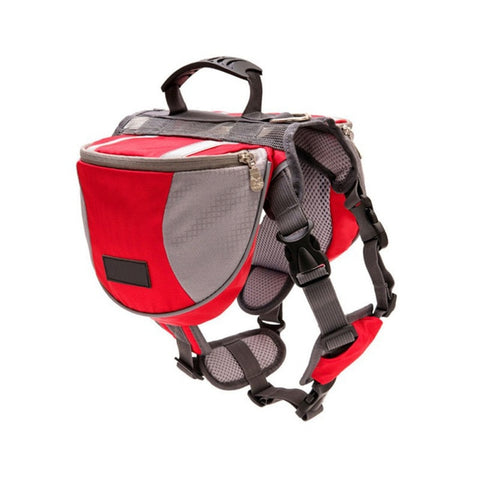 Image of Dog Outdoor Backpack with Reflective Adjustable Saddle Bag Harness Carrier For Traveling Hiking Camping Safety Pet Supplies