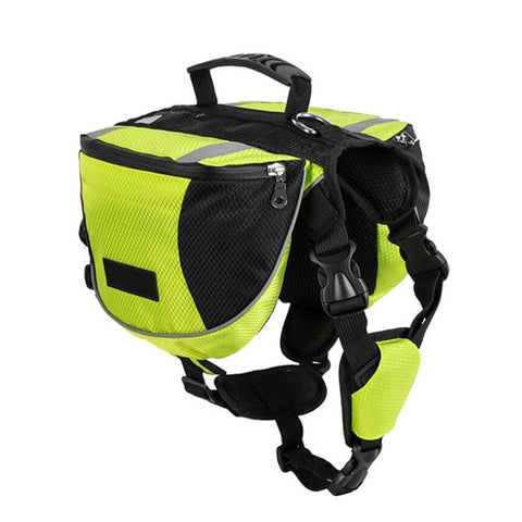 Image of Dog Outdoor Backpack with Reflective Adjustable Saddle Bag Harness Carrier For Traveling Hiking Camping Safety Pet Supplies