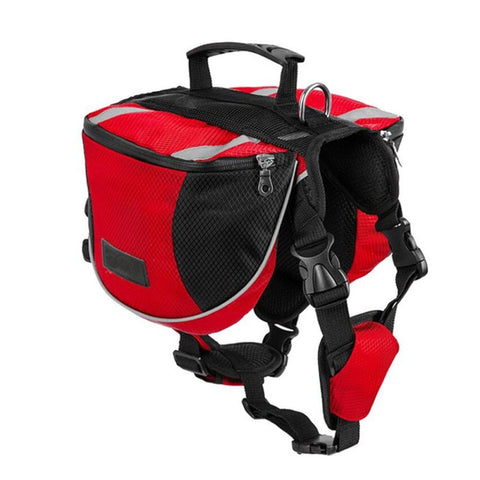 Image of Dog Outdoor Backpack with Reflective Adjustable Saddle Bag Harness Carrier For Traveling Hiking Camping Safety Pet Supplies