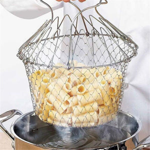 Kitchen Filter Collapsible Colander Mesh Basket Steam Strainer Stainless Steel Fry French Chef Cooking Tools - CBIStore