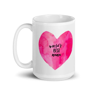 World's Best Mama Mug with Pink Heart